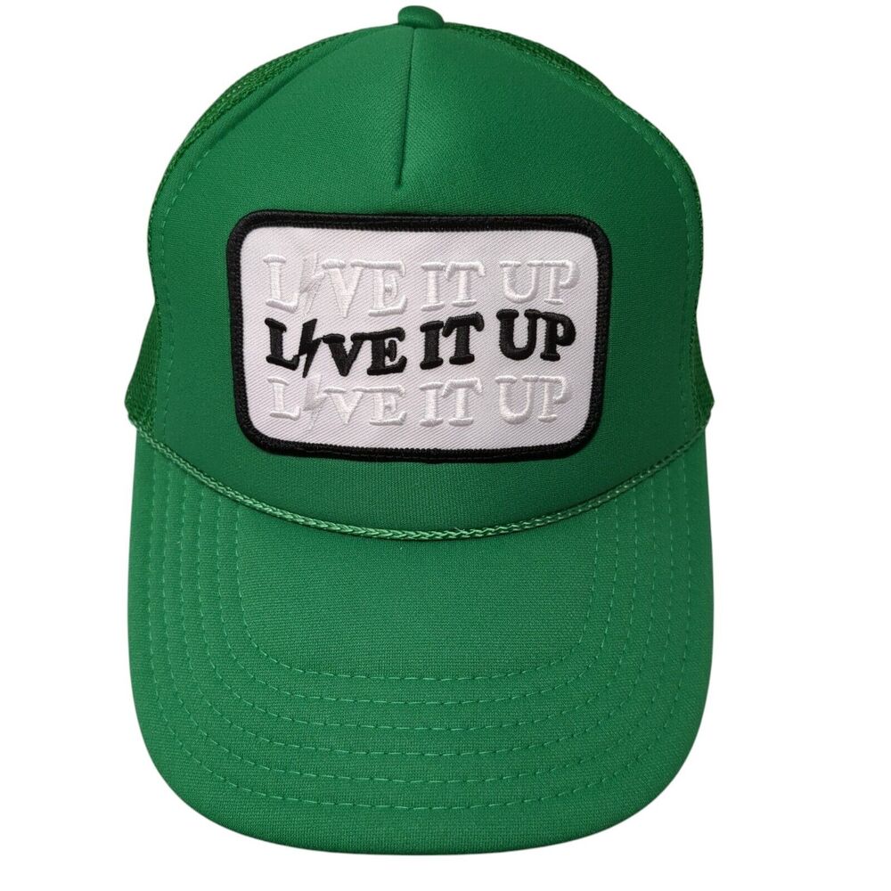 Live It Up Snapback Trucker Hat Green OS Adjustable Mesh Back Rope Local Beach